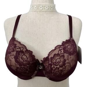 Curvy Couture Studio NWT Plum Balconette Bra Women 40D